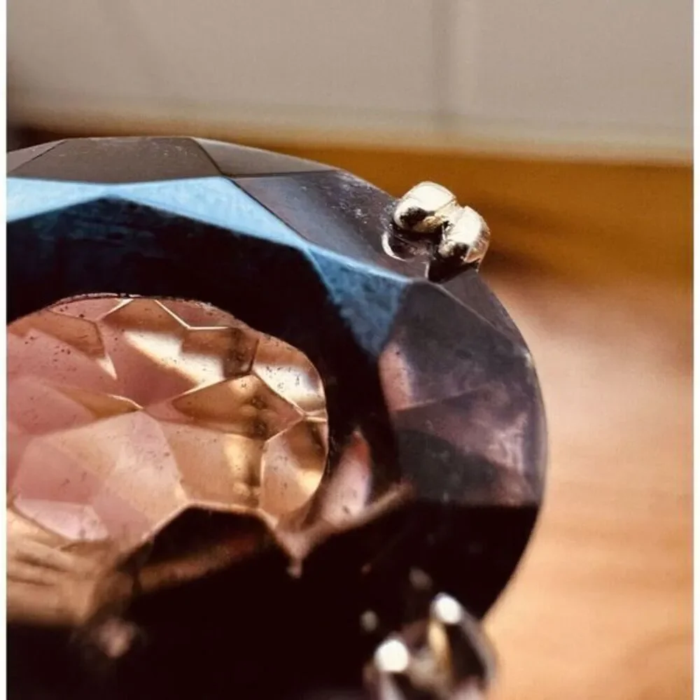 Smokey Quartz Cufflinks Unisex Domed Gold Toned Brown Faceted Oval Stone Vintage